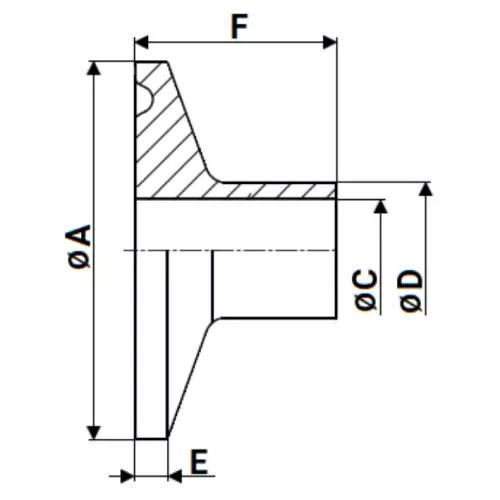 Штуцер CLAMP UC-31-W-119 Ду100 Ру10, корпус - нержавеющая сталь 304, присоединение - под приварку