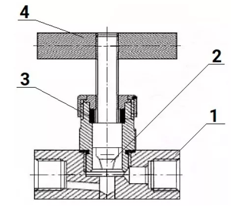 Клапан игольчатый VN3131M-T-Ht 1/2″ Ду15 Ру400 резьбовой, корпус - нержавеющая сталь 304, уплотнение - металл, с Т-образной рукояткой