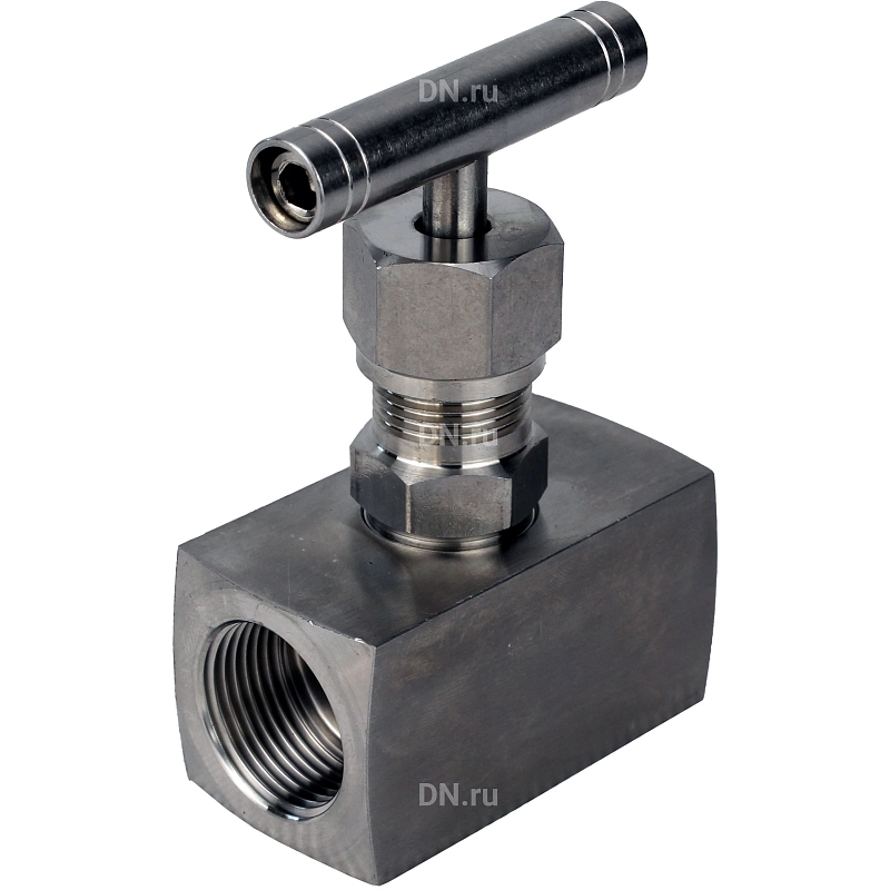 Клапан игольчатый VN3232M-T-Ht 1 1/2″ Ду40 Ру400 резьбовой, корпус - нержавеющая сталь 316, уплотнение - металл, с Т-образной рукояткой