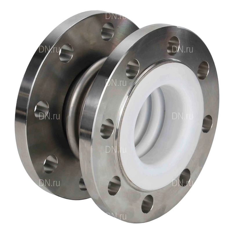 Компенсатор сильфонный осевой CB-3232P-F Ду125 Ру16 фланцевый, сильфон - нержавеющая сталь SS316, уплотнение - PTFE, футерованный, осевой ход 40мм