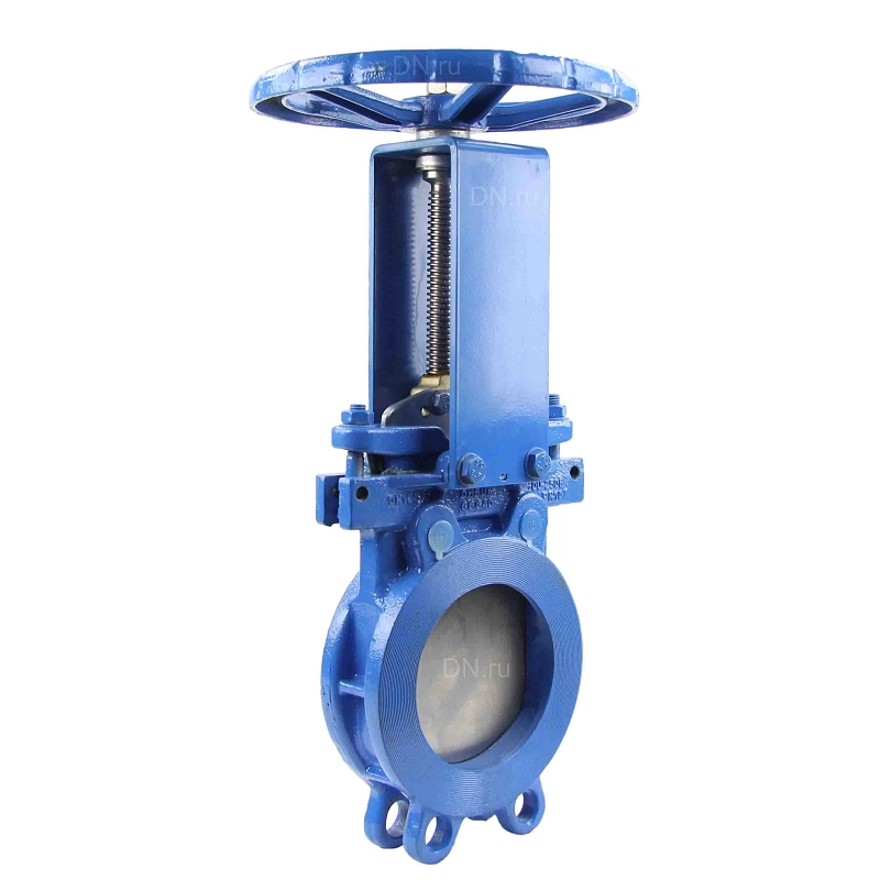 Задвижка шиберная ножевая Benarmo Ду200 Ру10 двусторонняя, межфланцевая, клин - однодисковый, шпиндель - невыдвижной, корпус - чугун, уплотнение - NBR, со штурвалом