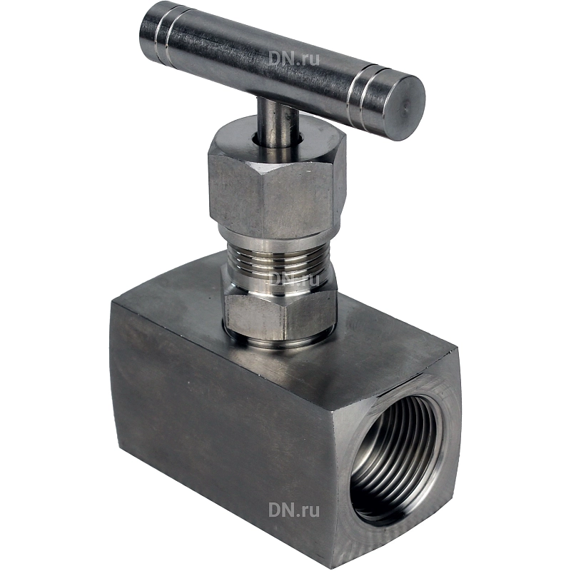 Клапан игольчатый VN3232M-T-Ht 1 1/2″ Ду40 Ру400 резьбовой, корпус - нержавеющая сталь 316, уплотнение - металл, с Т-образной рукояткой