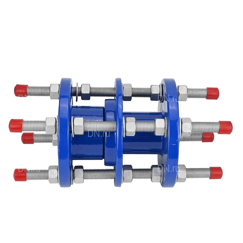 Демонтажная вставка DIA1212E-F Ду200 Ру16 трехфланцевая, корпус - ковкий чугун GGG400, уплотнение - EPDM, длина - 220 мм, цвет - синий