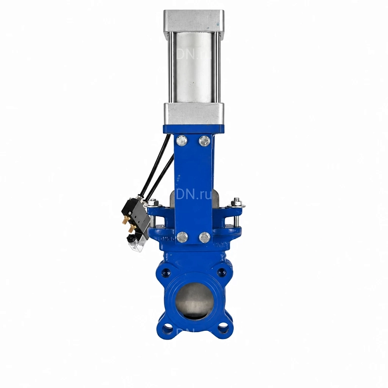 Задвижка шиберная Ду65 Ру10 односторонняя, межфланцевая, клин - однодисковый, шток - выдвижной, корпус - сталь, уплотнение - металл, с пневмоприводом и пневмораспределителем 4V210-08 AC220V (GVKR3431M-1W-Fb-2P)